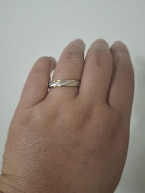 Two-Tone Stainless Steel Band Rings Matching Set Silver Gold Promise Rings